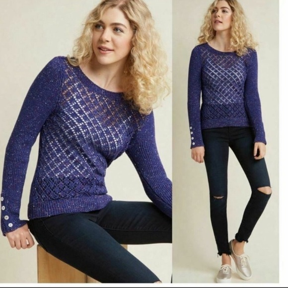 ModCloth Blue Impromptu Photoshoot Knit Sweater - Picture 1 of 11